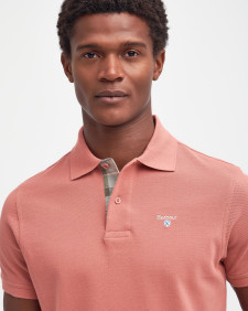 Tartan Pique Polo Shirt Pink Clay