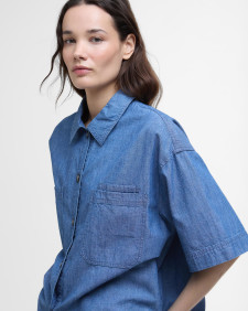 Melanie Oversized Short-Sleeved Shirt Chambray