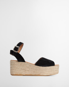 Aspen Espadrille Wedges Black Suede