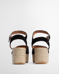 Aspen Espadrille Wedges Black Suede