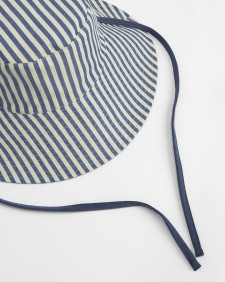 Fleur Reversible Bucket Hat Chambray Stripe